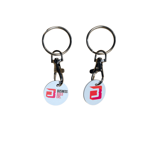Plastic $1 Trolley Coin with Carabiner  Keyring - Coin Printed 2 sides