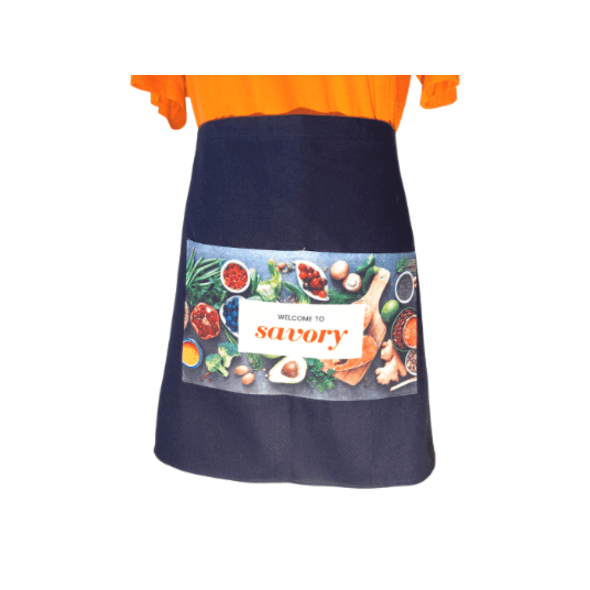 Blue Cotton Waist Apron Locally Printed on Pocket Bulk Packed