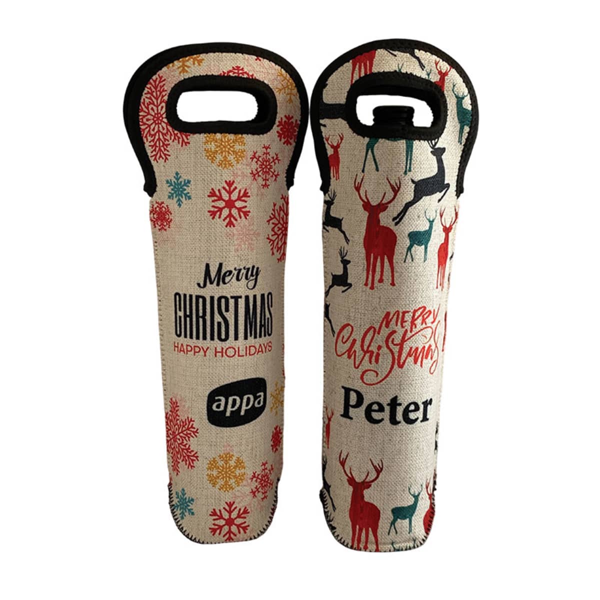 Linen Wine Bottle Insulated Bag