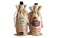 Faux Burlap Wine Bottle Drawstring Bag Full Colour