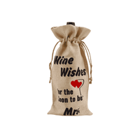 Faux Burlap Wine Bottle Drawstring Bag Full Colour