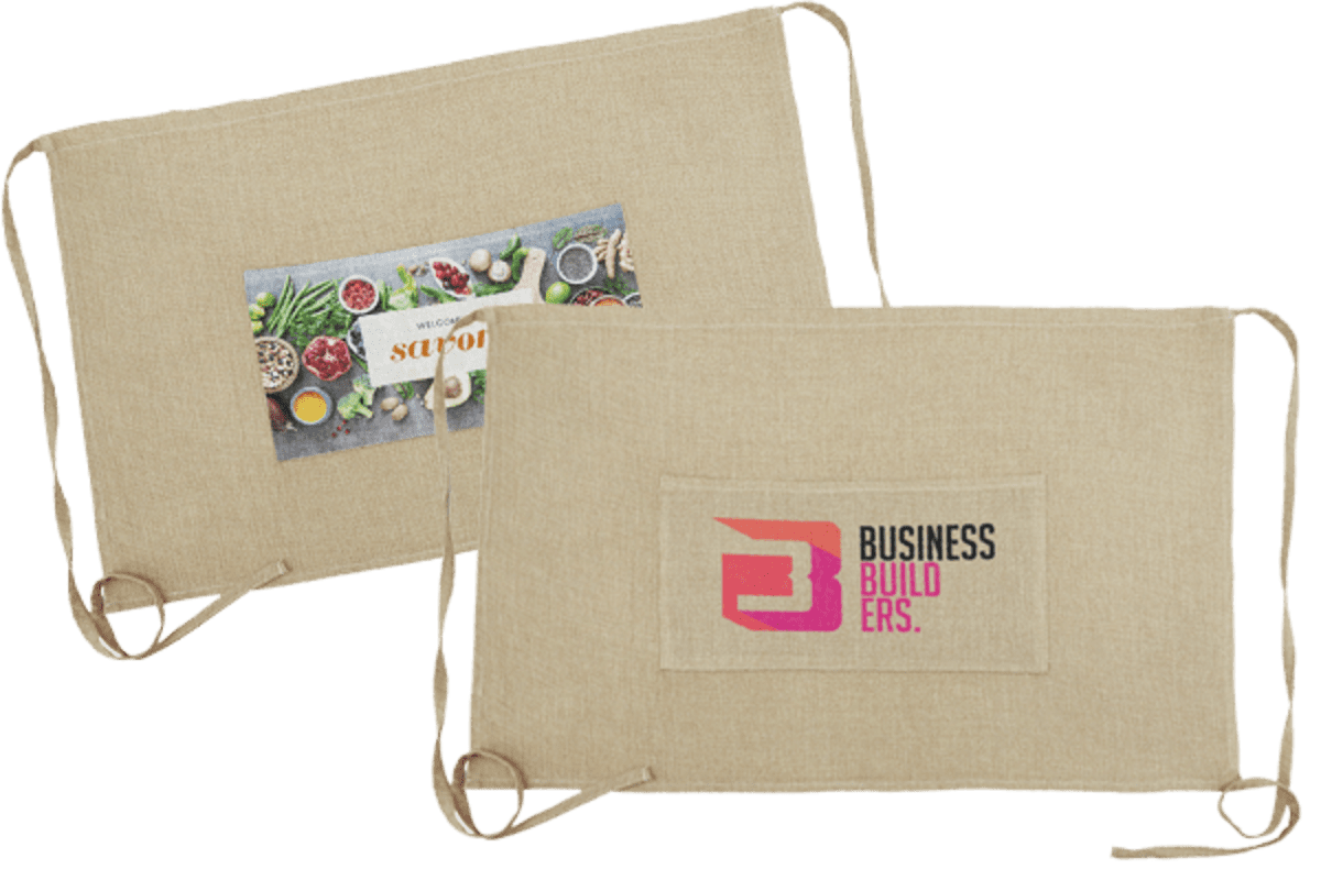 Faux Burlap Waist Apron Custom Printed Full Colour