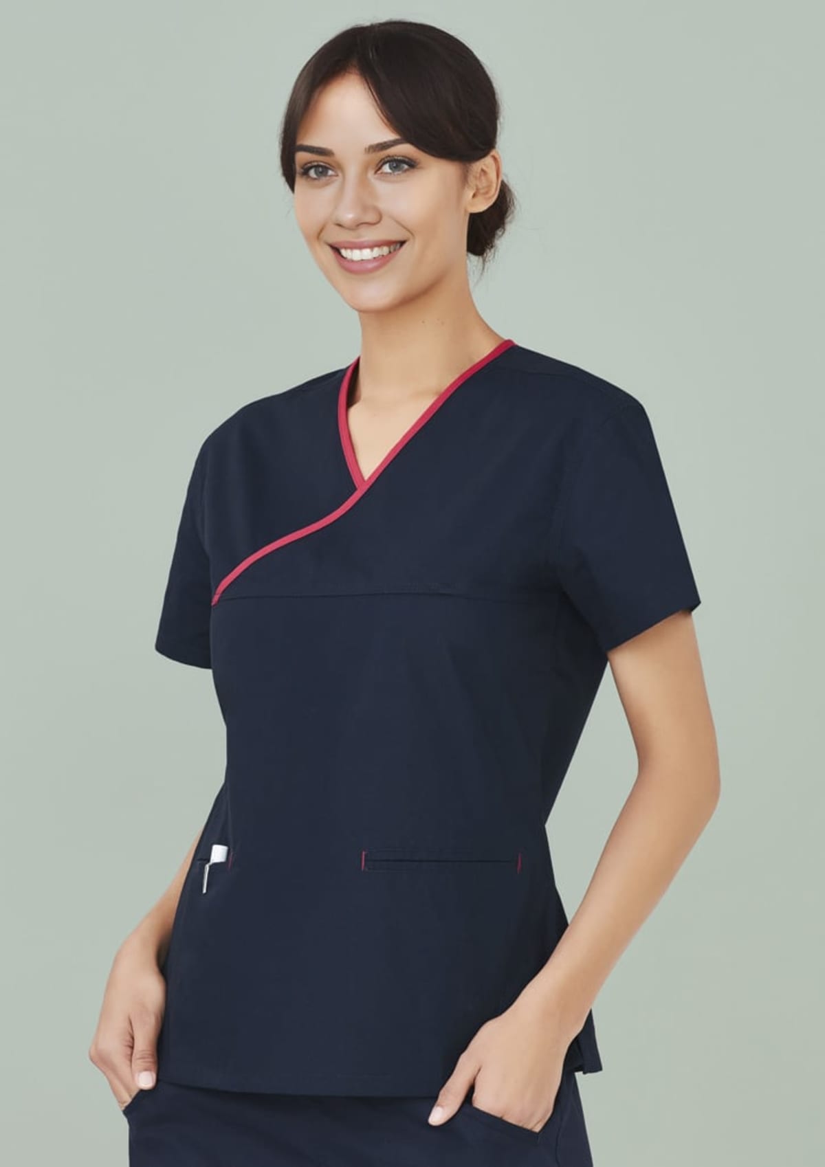 Classic Womens Contrast Crossover Scrub Top