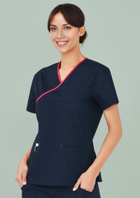 Classic Womens Contrast Crossover Scrub Top