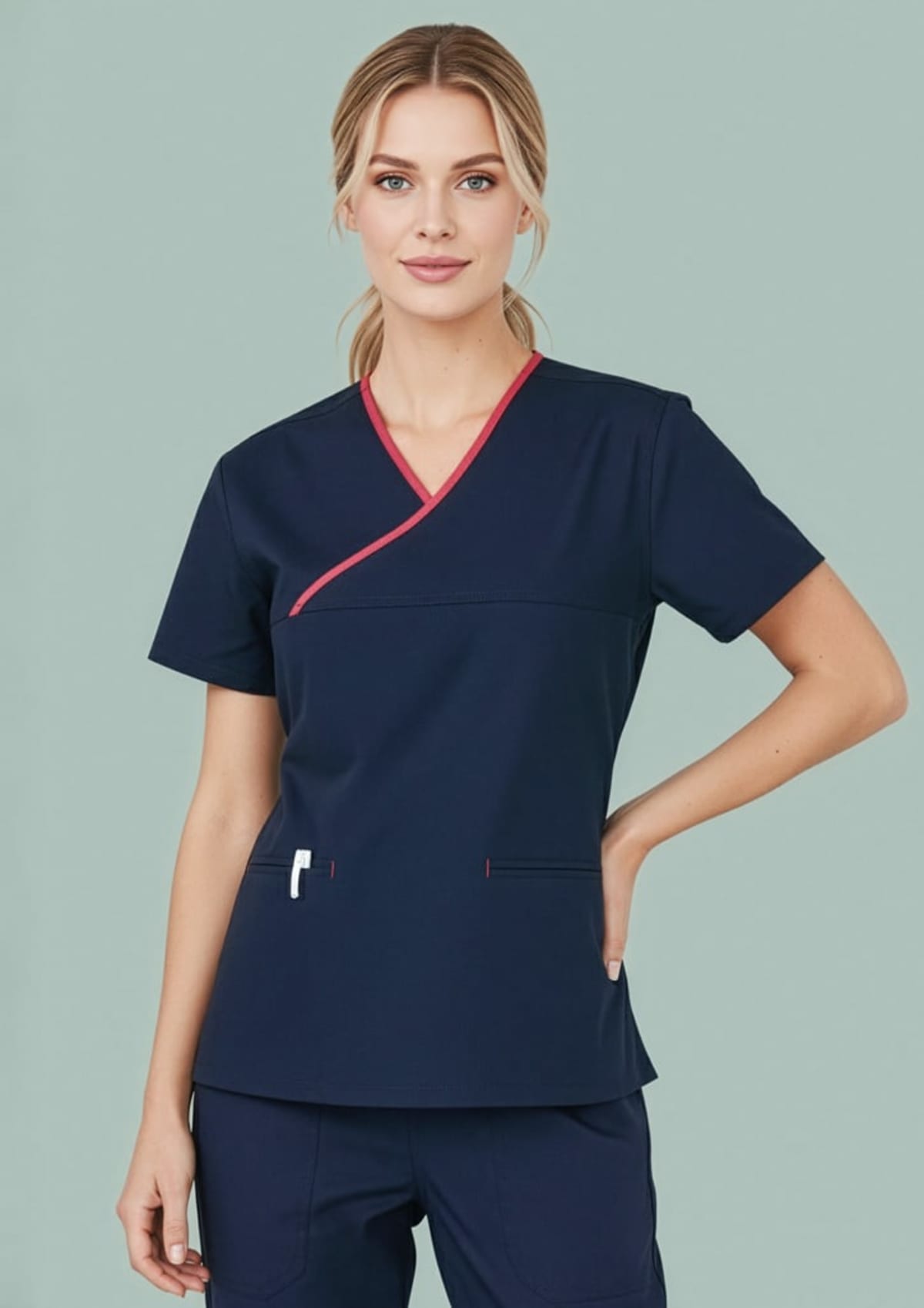 Womens Contrast Scrub Top