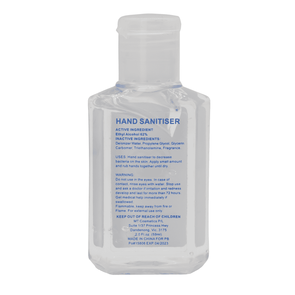 60ml Hand Sanitiser Gel - 75% ethyl-alcohol