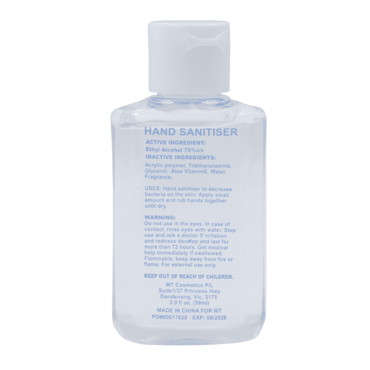 60ml Hand Sanitiser Gel - 75% ethyl-alcohol