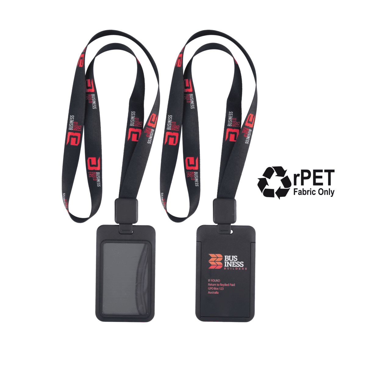 Full Colour 20mm Eco Lanyard with Retractable ID Holder - Black