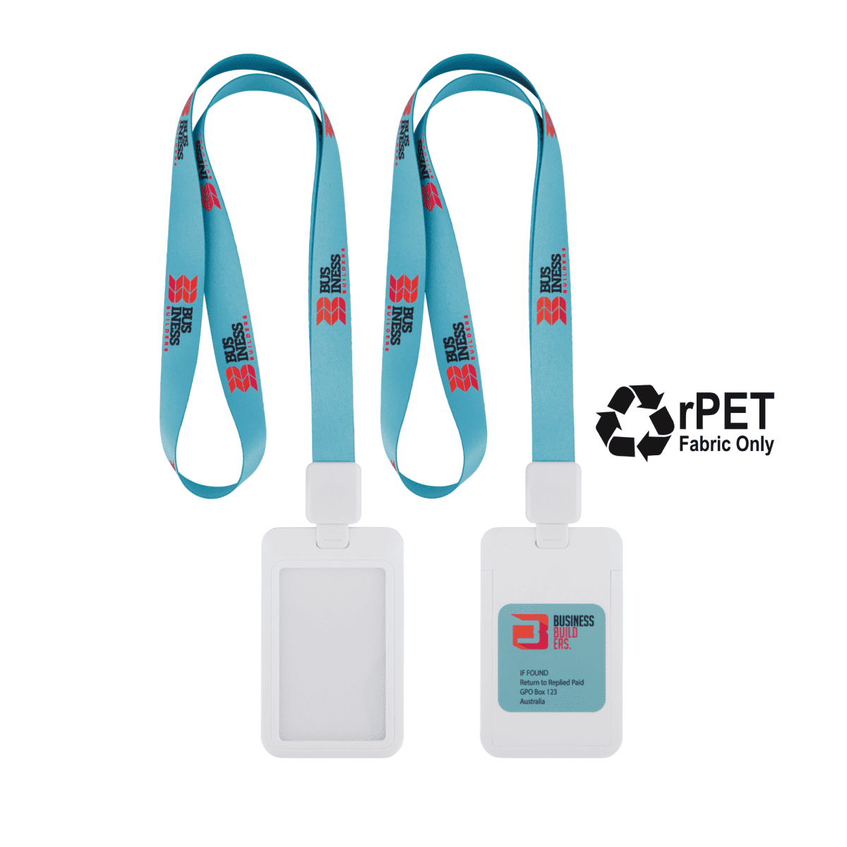 Full Colour 20mm Eco Lanyard with Retractable ID Holder - White