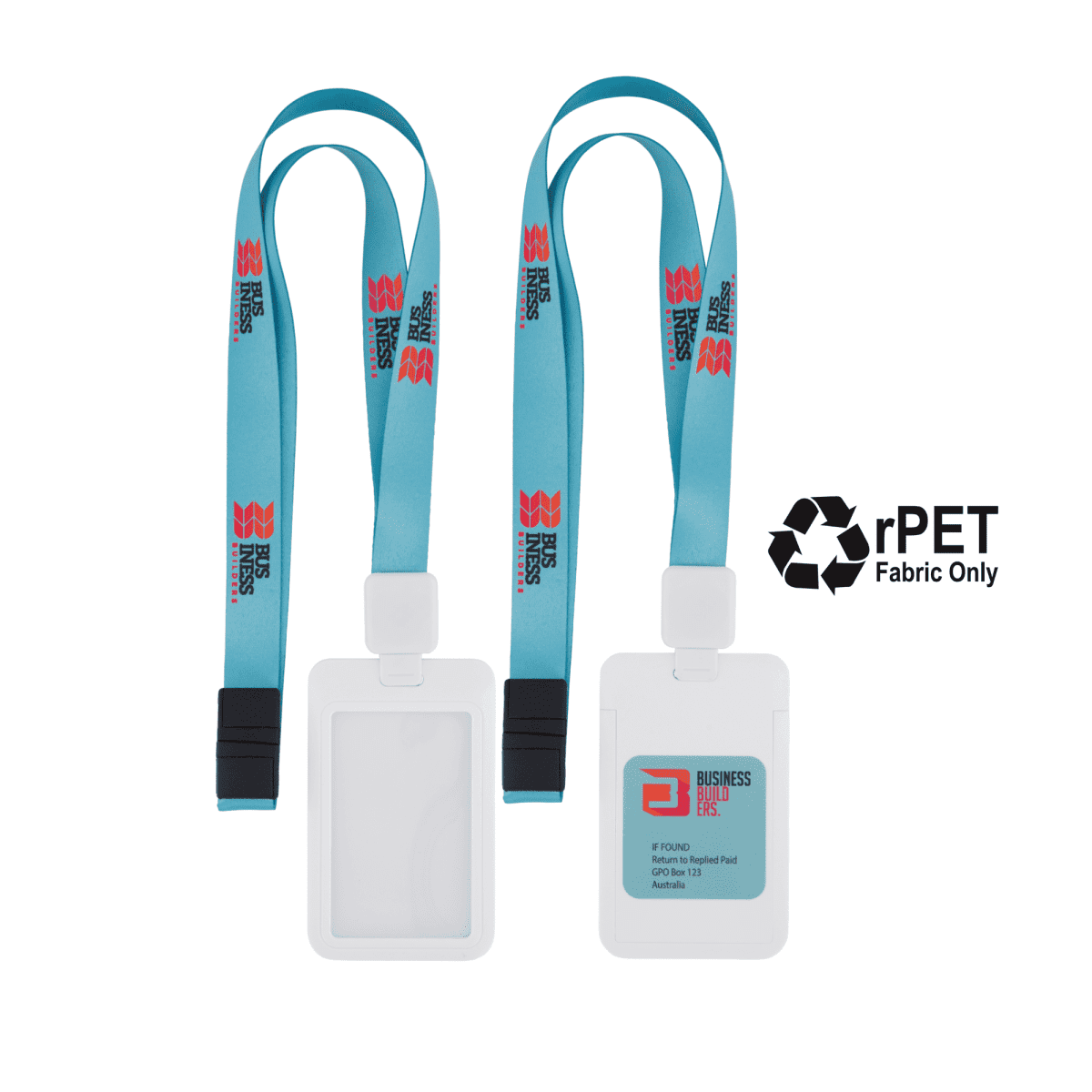 Full Colour 20mm Eco Lanyard with Breakaway and Retractable ID Holder - White