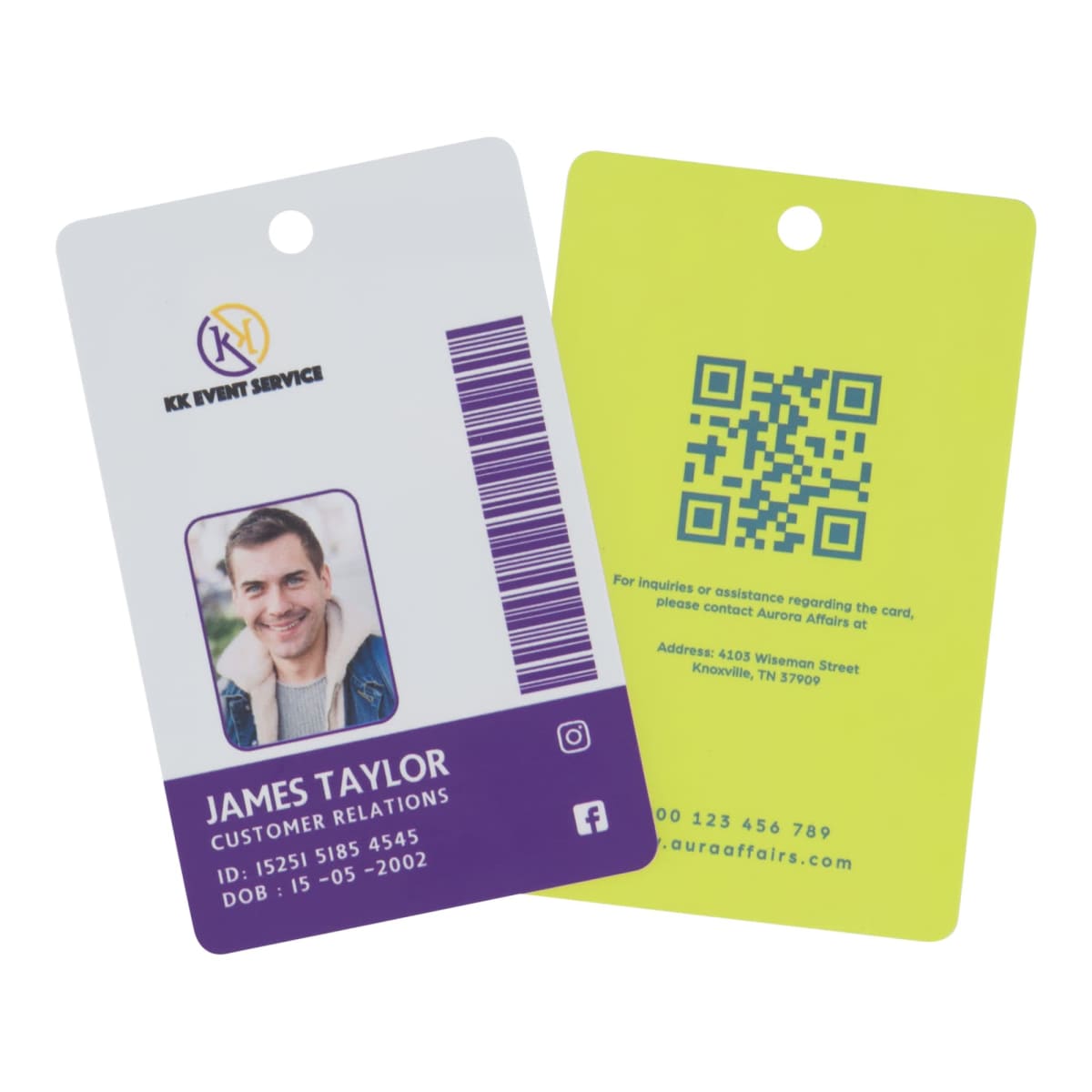 Plastic Photo ID Card (PET) Tag 85.6 x 54 x 1mm Portrait Full Colour