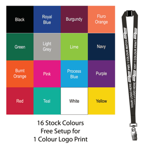 Aquarius Ribbed Lanyard Budget Screen Printed 1 Colour 1 Side Alligator and Breakaway - 20mm Polyester