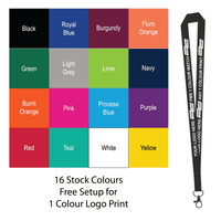 Aquarius Ribbed Lanyard Budget Screen Printed 1 Colour 1 Side Carabiner