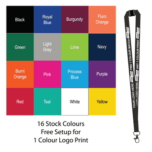 Aquarius Ribbed Lanyard Budget Screen Printed 1 Colour 1 Side Carabiner and Breakaway - 20mm Polyester