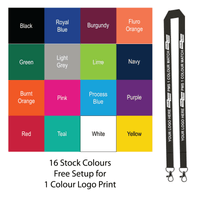 Aquarius Ribbed Lanyard Budget Screen Printed 1 Colour 1 Side Double Carabiner