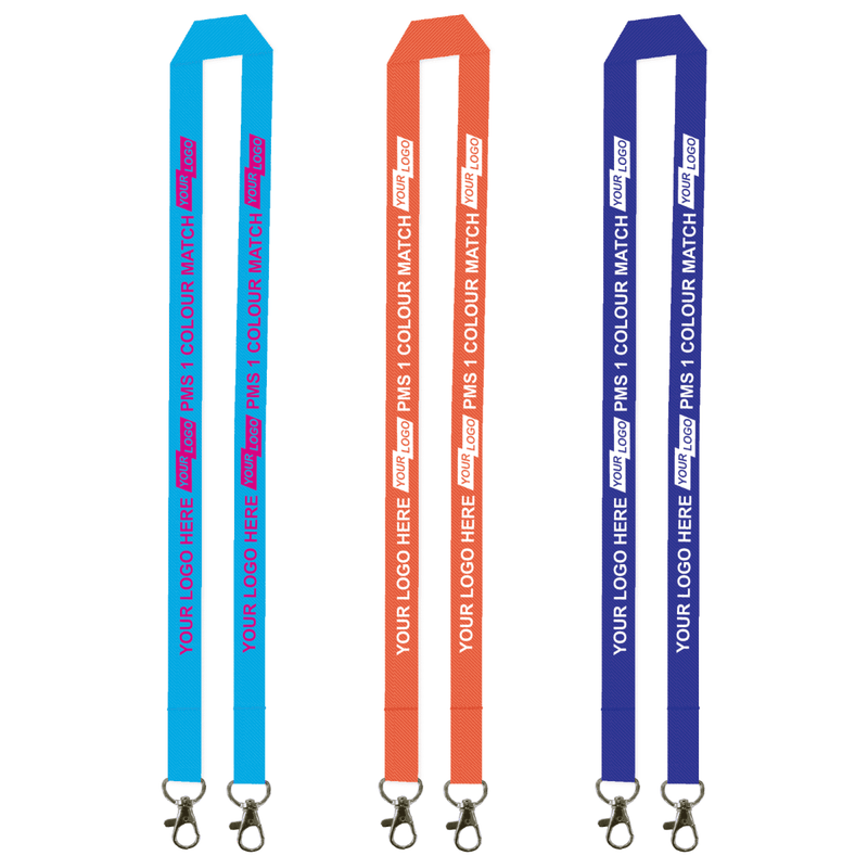 Aquarius Ribbed Lanyard Budget Screen Printed 1 Colour 1 Side Double Carabiner - 20mm Polyester