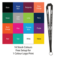 Aquarius Ribbed Lanyard Budget Screen Printed 1 Colour 1 Side Keyring
