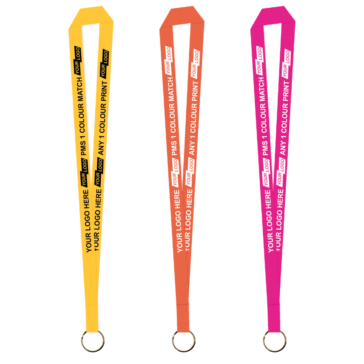 Aquarius Ribbed Lanyard Budget Screen Printed 1 Colour 1 Side Keyring - 20mm Polyester