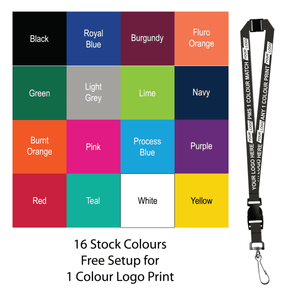 Aquarius Ribbed Lanyard Budget Screen Printed 1 Colour 1 Side Swivel Hook Breakaway and Quick Release - 20mm Polyester