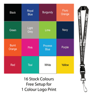 Aquarius Ribbed Lanyard Budget Screen Printed 1 Colour 1 Side Swivel Hook Breakaway and Quick Release - 20mm Polyester