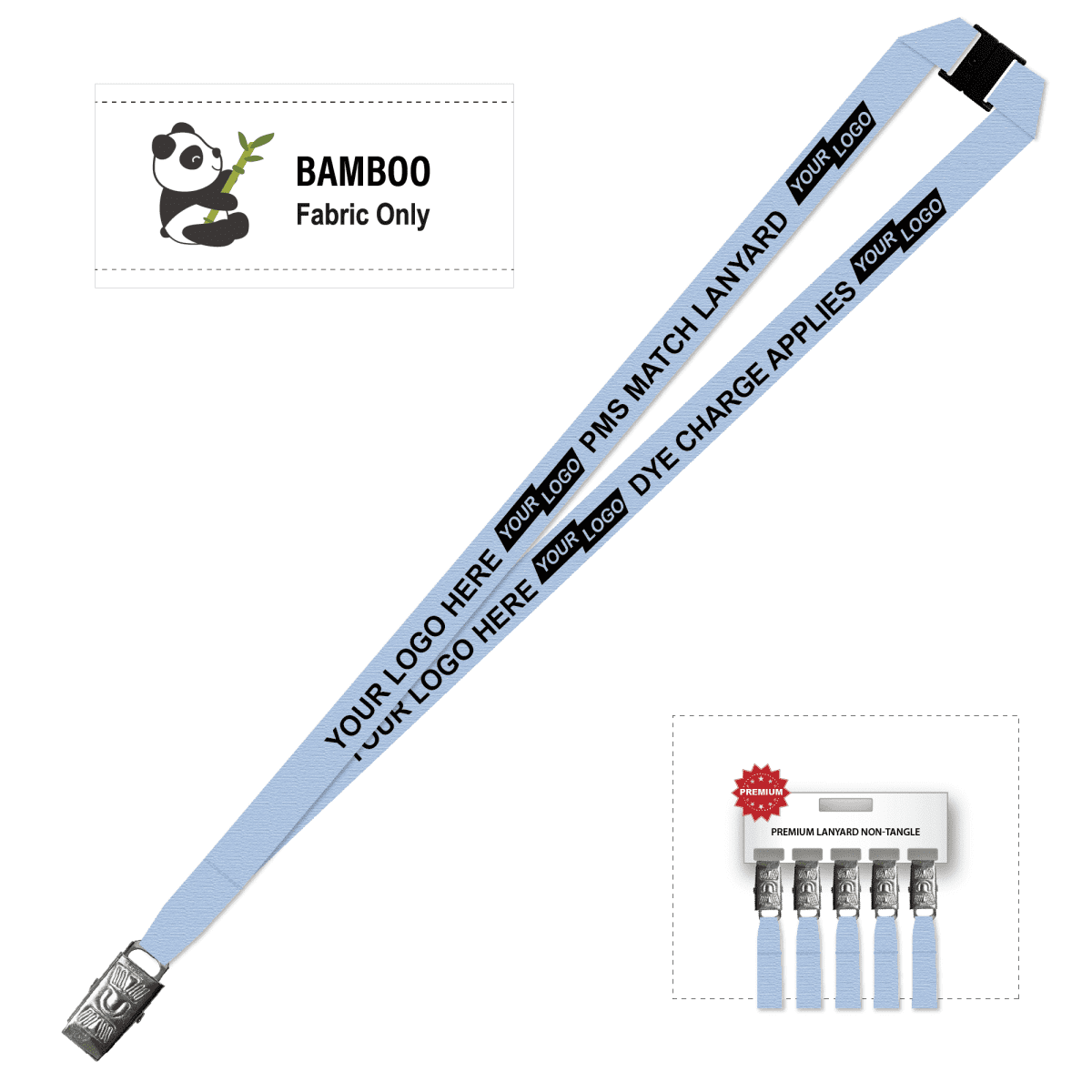 Bamboo Ribbed Lanyard Screen Printed 15mm - Alligator and Breakaway