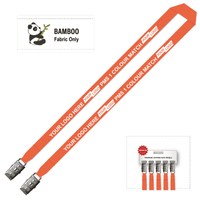 Bamboo Ribbed Lanyard Screen Printed 15mm - Double Alligator