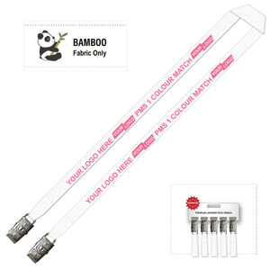 Bamboo Ribbed Lanyard Screen Printed 15mm - Double Alligator