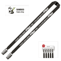 Bamboo Ribbed Lanyard Screen Printed 15mm - Double Alligator and Breakaway