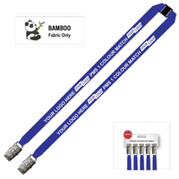 Bamboo Ribbed Lanyard Screen Printed 15mm - Double Alligator and Breakaway