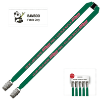 Bamboo Ribbed Lanyard Screen Printed 15mm - Double Alligator and Breakaway