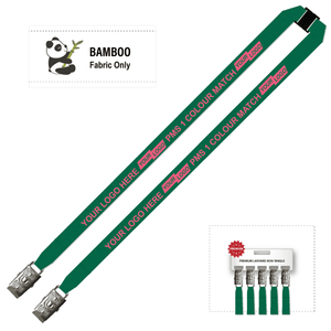 Bamboo Ribbed Lanyard Screen Printed 15mm - Double Alligator and Breakaway