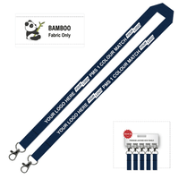 Bamboo Ribbed Lanyard Screen Printed 15mm - Double Carabiner