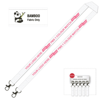 Bamboo Ribbed Lanyard Screen Printed 15mm - Double Carabiner