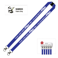 Bamboo Ribbed Lanyard Screen Printed 15mm - Double Carabiner and Breakaway