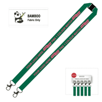 Bamboo Ribbed Lanyard Screen Printed 15mm - Double Carabiner and Breakaway