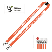 Bamboo Ribbed Lanyard Screen Printed 15mm - Double Carabiner and Breakaway