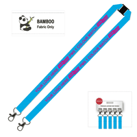 Bamboo Ribbed Lanyard Screen Printed 15mm - Double Carabiner and Breakaway