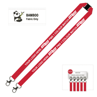 Bamboo Ribbed Lanyard Screen Printed 15mm - Double Carabiner and Breakaway