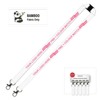 Bamboo Ribbed Lanyard Screen Printed 15mm - Double Carabiner and Breakaway