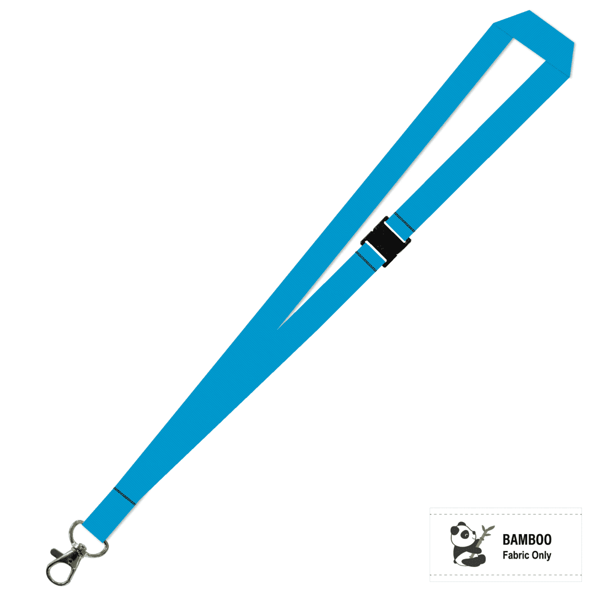 Bamboo Plain Lanyard with Carabiner and Breakaway - 15mm 100% Bamboo