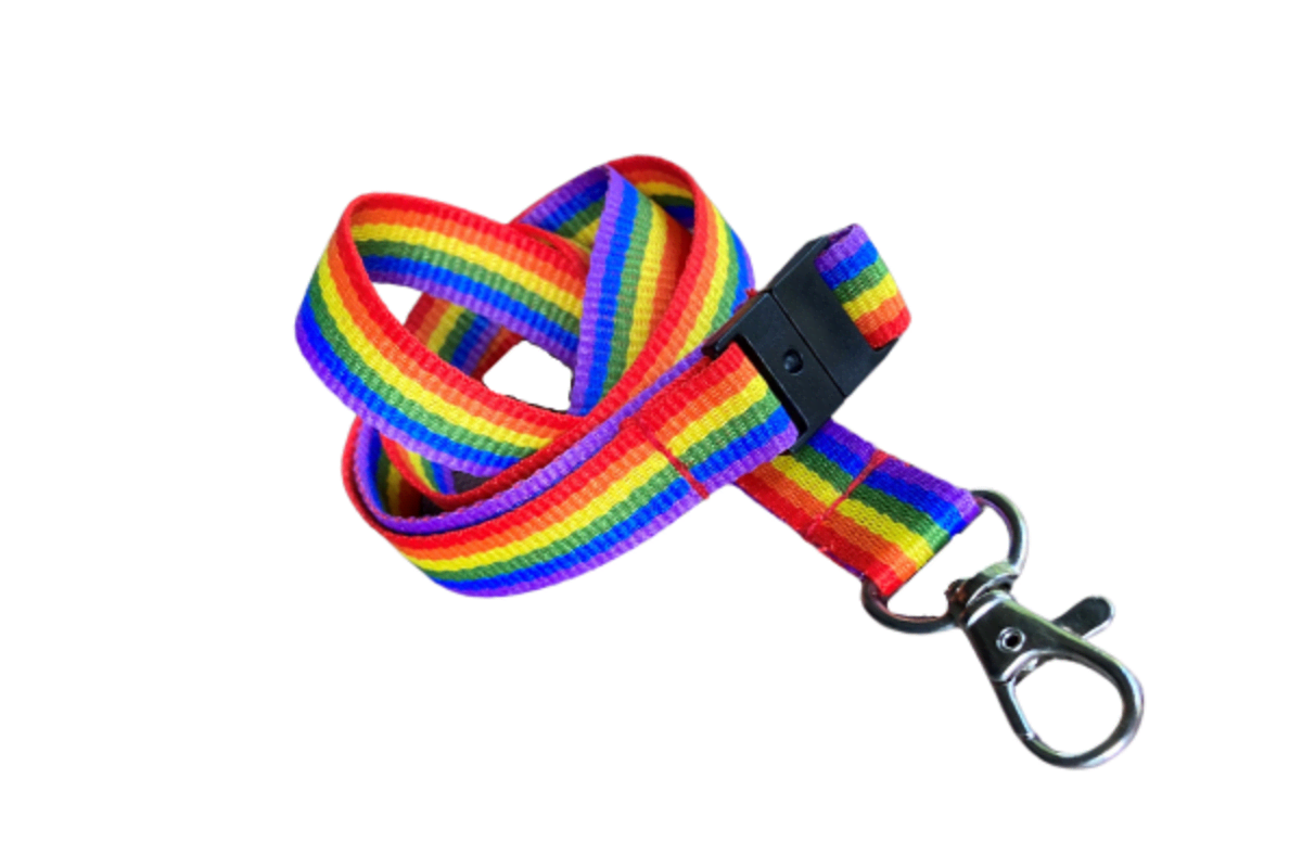 Gemini 20mm Rainbow Lanyard with Carabiner & Breakaway