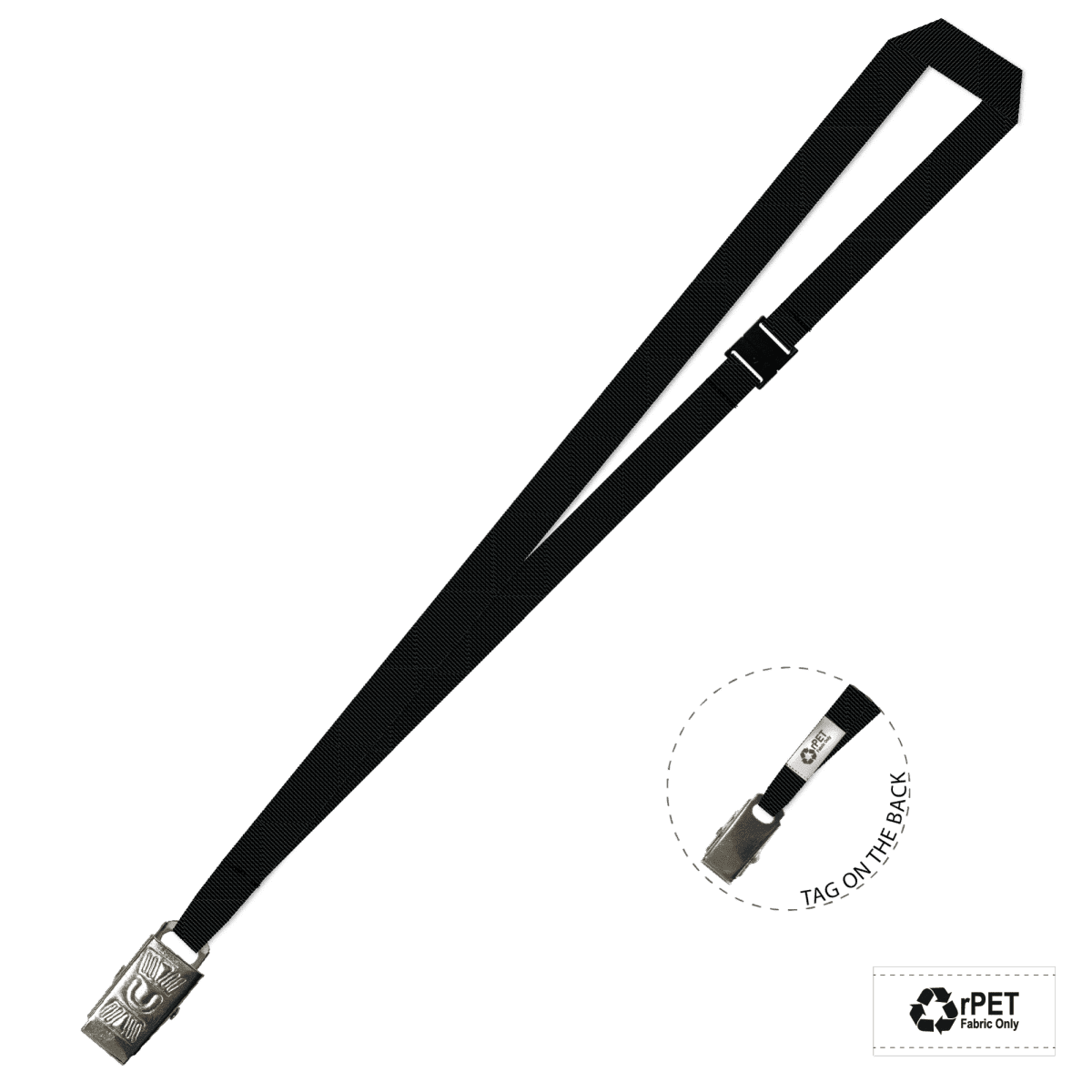 Gemini Plain Lanyard with Alligator Clip and Breakaway - 15mm rPET