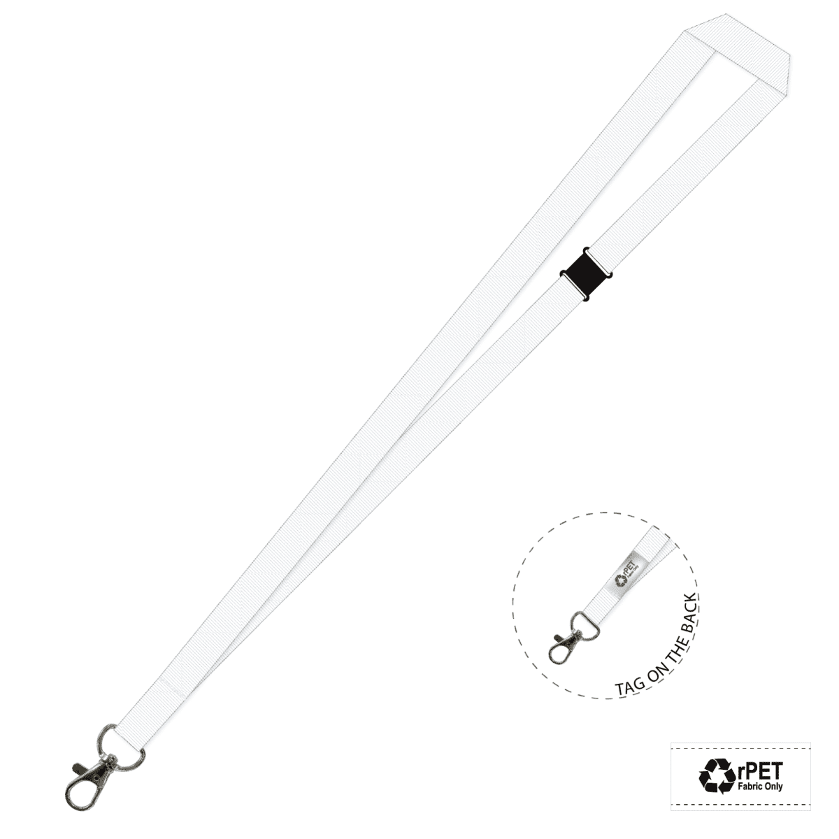 Gemini Plain Lanyard with Carabiner and Breakaway - 20mm rPET
