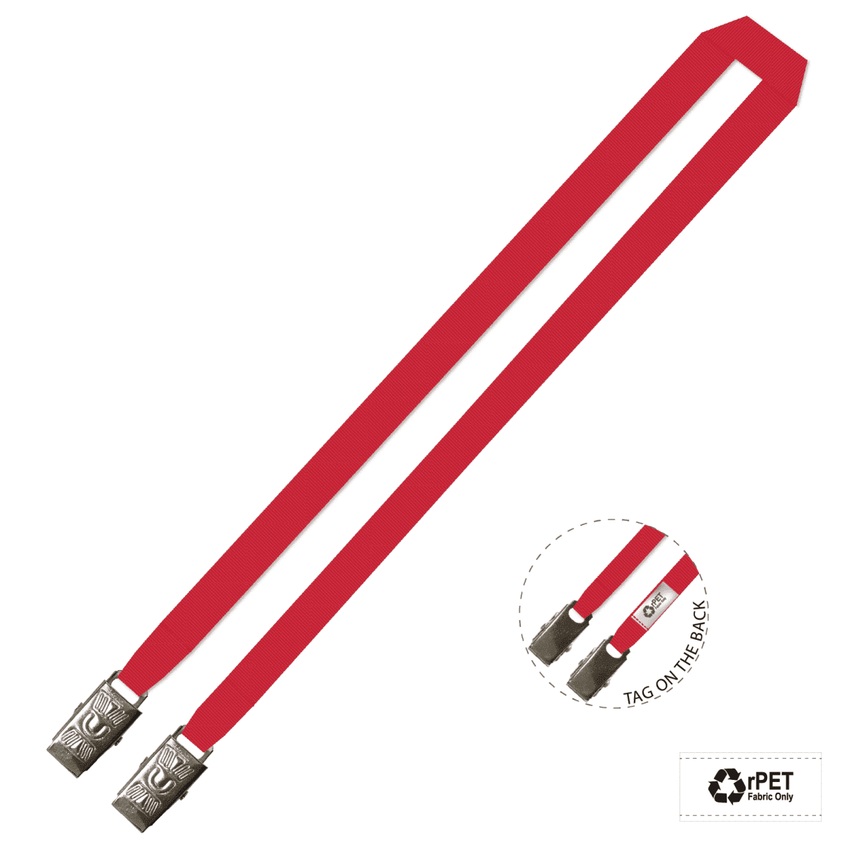 Gemini Plain Lanyard with Double Alligator - 20mm rPET