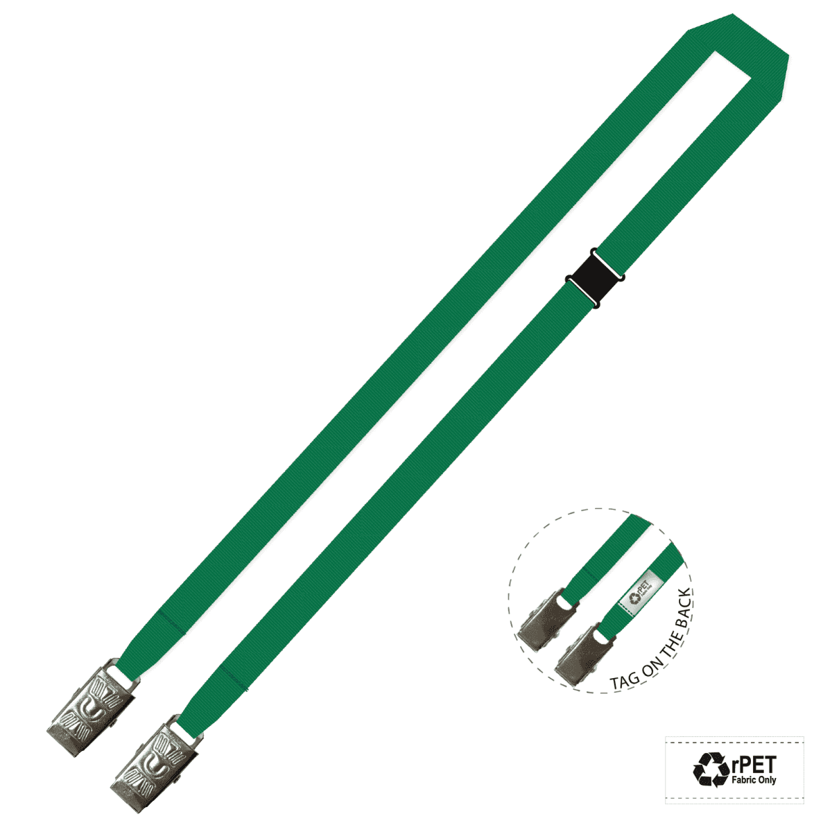 Gemini Plain Lanyard with Double Alligator and Breakaway - 15mm rPET