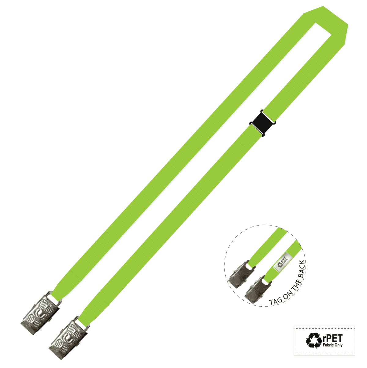 Gemini Plain Lanyard with Double Alligator and Breakaway - 15mm rPET