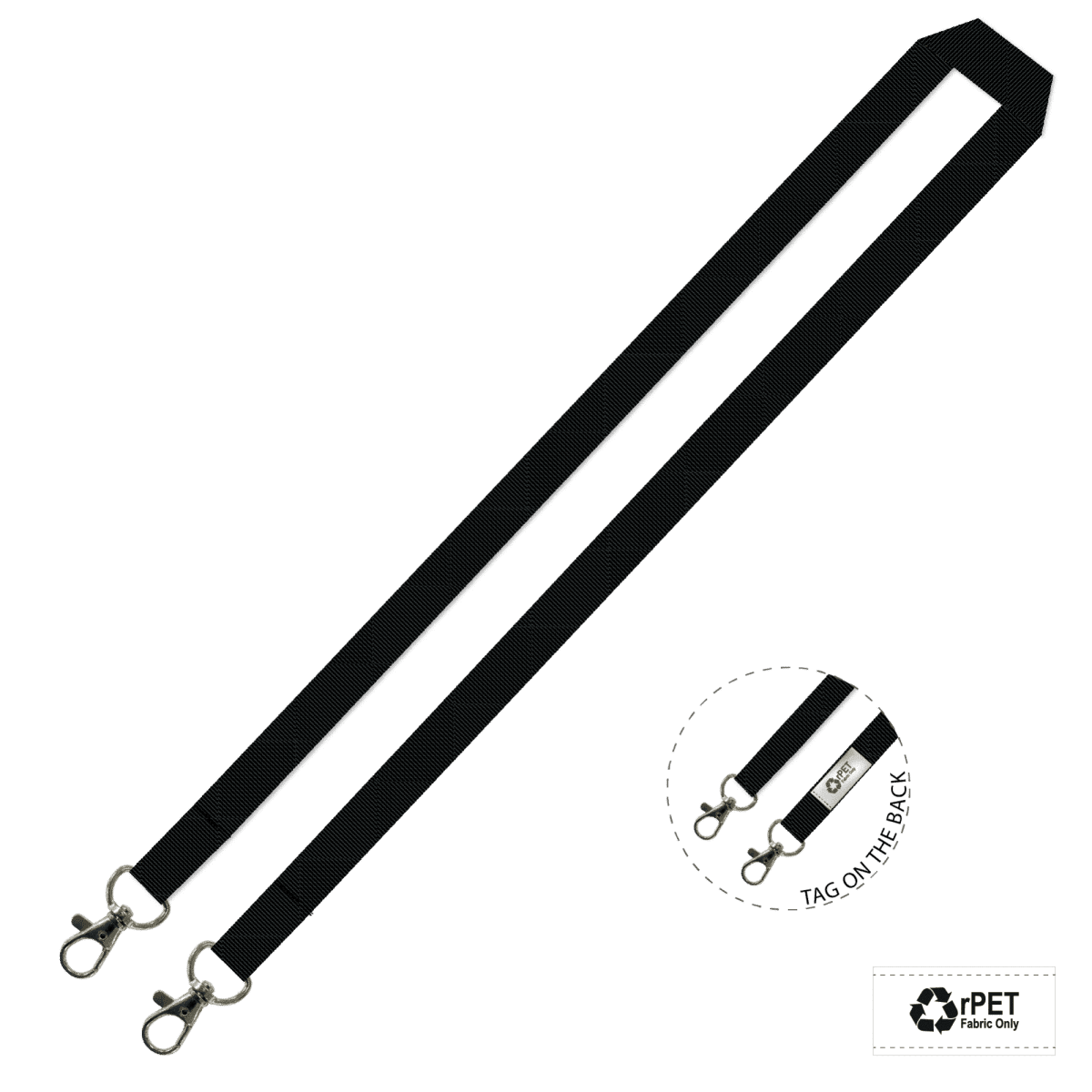 Gemini Plain Lanyard with Double Carabiner - 15mm rPET