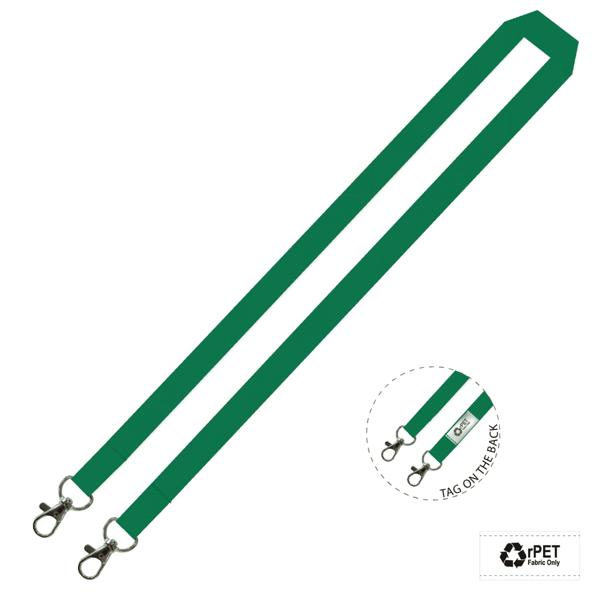 Gemini Plain Lanyard with Double Carabiner - 15mm rPET