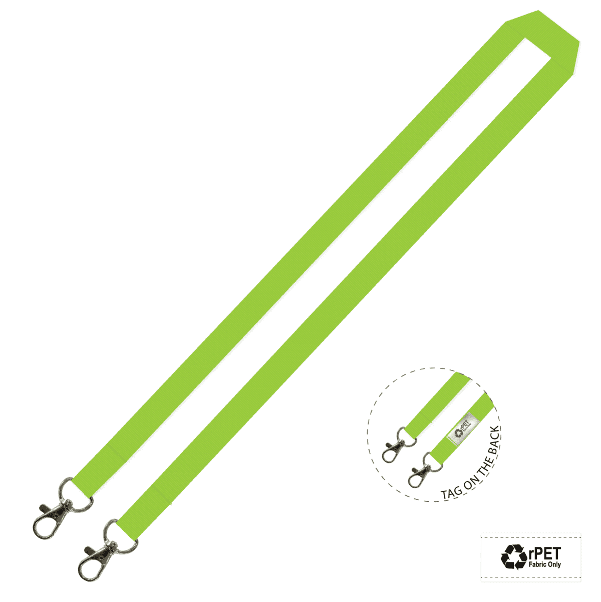 Gemini Plain Lanyard with Double Carabiner - 15mm rPET