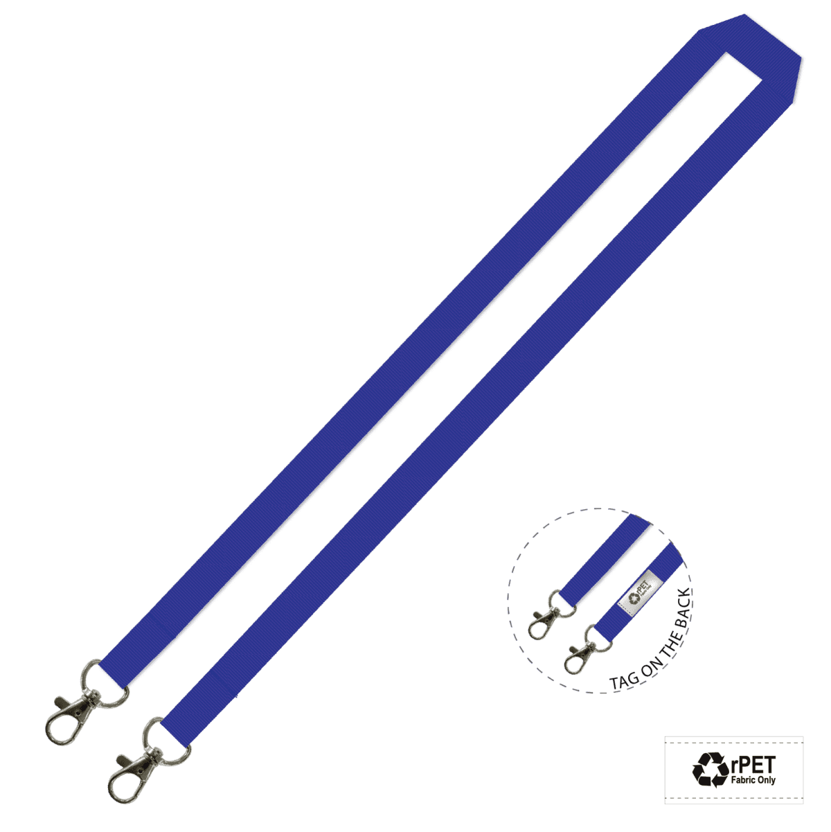Gemini Plain Lanyard with Double Carabiner - 15mm rPET